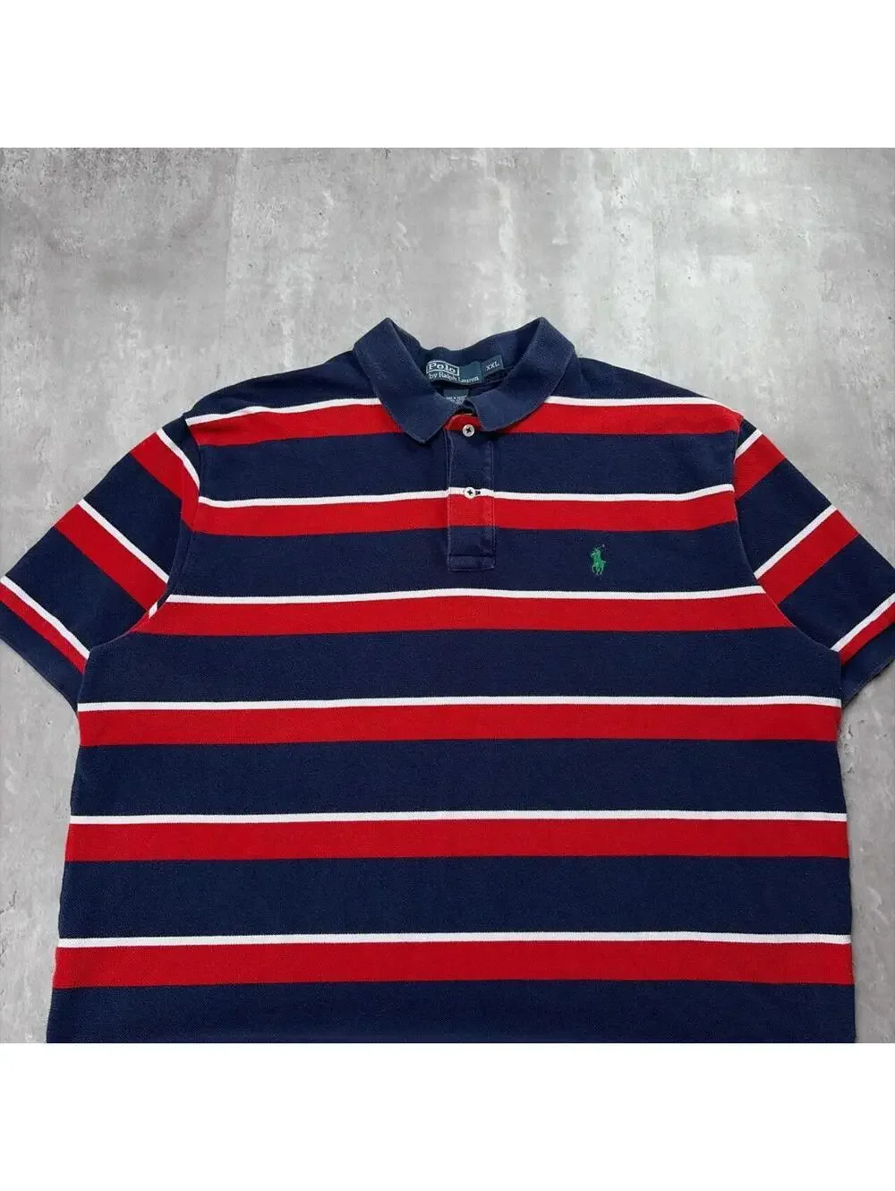 Vintage 90’s Navy Polo Ralph Lauren Striped Polo Shirt